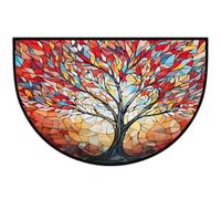 Mexpekil Zerbino colorato con albero a mezza luna, per interni ed esterni, antiscivolo, lavabile, zerbino a semicerchio, assorbente, per ingresso, 61 x 91 cm