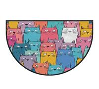 Mexpekil Zerbino colorato con gatti a mezza luna, per interni ed esterni, antiscivolo, lavabile, a semicerchio, assorbente, intrappola lo sporco, 100 x 160 cm