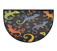 Mexpekil Zerbino colorato con geco a mezza luna, per interni ed esterni, antiscivolo, lavabile, a semicerchio, assorbente, cattura lo sporco, tappeto semicircolare per ingresso, 61 x 91 cm