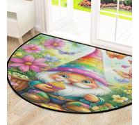 Mexpekil Zerbino colorato con gnomo arcobaleno a mezza luna, per interni ed esterni, antiscivolo, lavabile, tappetino assorbente per lo sporco, 100 x 160 cm