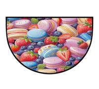 Mexpekil Zerbino colorato con macaron a mezza luna, per interni ed esterni, antiscivolo, lavabile, a semicerchio, assorbente, intrappola lo sporco, tappeto semicircolare per ingresso, 61 x 91 cm