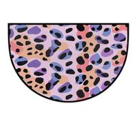 Mexpekil Zerbino colorato con stampa leopardata a mezza luna, per interni ed esterni, antiscivolo, lavabile, a semicerchio, assorbente, intrappola lo sporco, tappeto semicircolare per ingresso, 61 x
