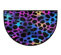 Mexpekil Zerbino colorato con stampa leopardata a mezza luna, per interni ed esterni, antiscivolo, lavabile, zerbino a semicerchio, assorbente, tappetino semicircolare per ingresso, 61 x 91 cm