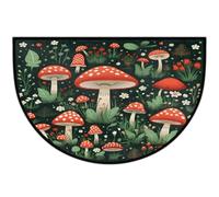 Mexpekil Zerbino con fiori a forma di fungo, per interni ed esterni, antiscivolo, lavabile, a semicerchio, assorbente, intrappola lo sporco, tappeto semicircolare per ingresso, 61 x 91 cm