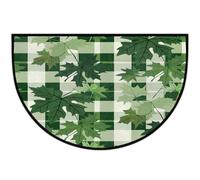 Mexpekil Zerbino con foglie d'acero verde a mezza luna, per interni ed esterni, antiscivolo, lavabile, a semicerchio, assorbente, intrappola lo sporco, tappeto semicircolare per ingresso, 61 x 91 cm
