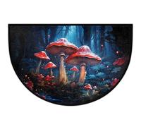 Mexpekil Zerbino con fungo rosso magico a mezza luna, per interni ed esterni, antiscivolo, lavabile, a semicerchio, assorbente, intrappola lo sporco, tappeto semicircolare per ingresso, 61 x 91 cm