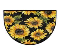 Mexpekil Zerbino con girasoli floreali a mezza luna, per interni ed esterni, antiscivolo, lavabile, a semicerchio, assorbente, intrappola lo sporco, tappeto semicircolare per ingresso, 61 x 91 cm
