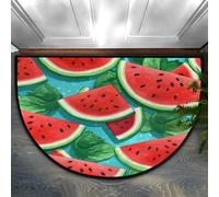 Mexpekil Zerbino estivo a semicerchio, motivo anguria, antiscivolo, tappetino di benvenuto per porta d'ingresso, tappeti da pavimento per camera da letto, bagno, cucina, tappetini decorativi, 91,4 x