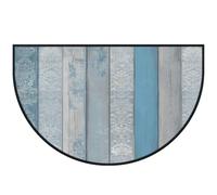 Mexpekil Zerbino in legno floreale a mezza luna, per interni ed esterni, antiscivolo, lavabile, tappetino a semicerchio, assorbente, intrappola lo sporco, 100 x 160 cm