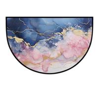 Mexpekil Zerbino in marmo blu rosa a mezza luna, per interni ed esterni, antiscivolo, lavabile, a semicerchio, assorbente, intrappola lo sporco, tappeto semicircolare per ingresso, 61 x 91 cm