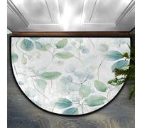 Mexpekil Zerbino semi cerchio, con albero di eucalipto, antiscivolo, a mezza luna, lavabile, per interni ed esterni, cucina, camera da letto, patio
