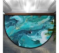 Mexpekil Zerbino semi cerchio, motivo astratto, color foglia di tè, marmo liquido, antiscivolo, a mezza luna, lavabile, tappetino di benvenuto per interni, esterni, cucina, camera da letto, patio