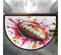 Mexpekil Zerbino semi cerchio, tappetino antiscivolo per ingresso a mezza luna, motivo football americano, lavabile, per interni ed esterni, cucina, camera da letto, patio