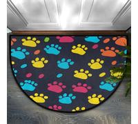 Mexpekil Zerbino semicircolare a semicerchio, retro colorato, con zampa di cane, antiscivolo, per porta d'ingresso, corridoio, ingresso, lavabile, per interni ed esterni