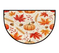 Mexpekil Zerbino semicircolare antiscivolo a forma di zucca d'acero | Zerbino lavabile a mezza luna, decorazione per la casa per ingresso cucina esterno interno 61 x 91 cm