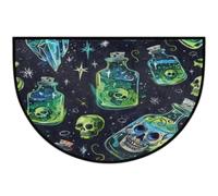 Mexpekil Zerbino semicircolare antiscivolo con teschio divertente | Zerbino lavabile a mezza luna, decorazione per la casa per ingresso cucina esterno interno 61 x 91 cm