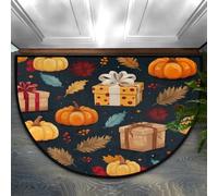 Mexpekil Zerbino semicircolare, con foglie autunnali, antiscivolo, a mezza luna, lavabile, per interni ed esterni, cucina, camera da letto, patio