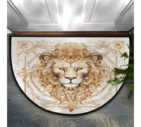Mexpekil Zerbino semicircolare, con leone dorato, antiscivolo, per porta d'ingresso, corridoio, ingresso, lavabile, per interni ed esterni