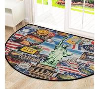 Mexpekil Zerbino vintage a mezza luna con stampa città, per interni ed esterni, antiscivolo, lavabile, tappetino a semicerchio, assorbente, intrappola lo sporco, 100 x 160 cm