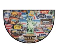 Mexpekil Zerbino vintage a mezza luna con stampa città, per interni ed esterni, antiscivolo, lavabile, zerbino a semicerchio, assorbente, tappetino semicircolare per ingresso, 61 x 91 cm