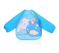 MEXRUMI 1 Pezzi Bavette Con Maniche,Bavaglino Con Maniche Impermeabile,Bavaglino Pappa,Bavaglini Svezzamento,Grembiule Svezzamento,Adatto A Bambini Da 6 A 36 Mesi Per Mangiare Disegnare E Giocare(Blu)