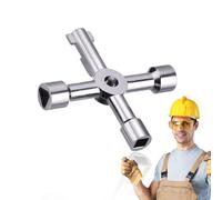 MEXRUMI 1 Pezzi Chiave Quadri Elettrici Chiave Per Cassette Contatori Chiave Universale Multifunzione A 4 Impronte Per Contatore Acqua Per Contatore Acqua Cassetta Gas Radiatori Ascensori (Argento)