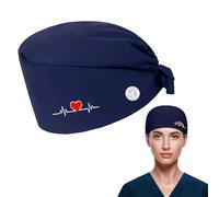 MEXRUMI Cuffietta Chirurgica，Copertura Comoda E Stilosa Per Procedure Mediche，Blu Scuro Con Ricamo A Cuore，Personale Medico,