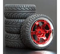 MEXWLOP 4 Pezzi 1/10 Pneumatici in Gomma RC Auto da Corsa su Cerchioni Strada, for HSP, for HPI, Parte Diametro 65mm 94123-94122 Pneumatici telecomandati ad Alta aderenza(1003-8002)