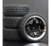 MEXWLOP 4 Pezzi 1/10 Pneumatici in Gomma RC Auto da Corsa su Strada cerchione HSP HPI Parte Diametro 65mm 94123-94122 Pneumatici telecomandati ad Alta aderenza(1002-8002)