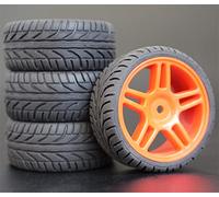 MEXWLOP 4 Pezzi 1/10 RC Pneumatico da Turismo in Gomma Morbida Cerchione Pneumatici telecomandati ad Alta aderenza(905R-8002)