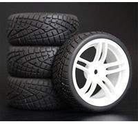 MEXWLOP 4 Pezzi 26mm gomme RC Cerchi Ruote esagonali 12 1:10, for HSP, for HPI, Sprint 2 Drift RS4 On Road 4WD Pneumatici telecomandati ad Alta aderenza(9064-8001)