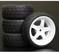 MEXWLOP 4 Pezzi 26mm gomme RC Cerchi Ruote esagonali 12 1:10, for HSP, for HPI, Sprint 2 Drift RS4 On Road 4WD Pneumatici telecomandati ad Alta aderenza(6034-6083)