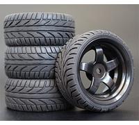 MEXWLOP 4 Pezzi 26mm gomme RC Cerchi Ruote esagonali 12 1:10, for HSP, for HPI, Sprint 2 Drift RS4 On Road 4WD Pneumatici telecomandati ad Alta aderenza(6030-8002)