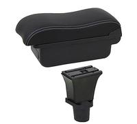 MEXWLOP Accessori auto, for Fiat, 500, for CRONOS, for 500c Dolcevita Box bracciolo auto Console centrale Scatola portaoggetti USB Bracciolo per auto(BLACK B2 White Line)