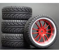 MEXWLOP Cerchione for Pneumatici da Turismo in Gomma Morbida 4 Pezzi 1/10 RC Pneumatici telecomandati ad Alta aderenza(9048-8002)