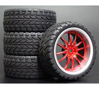 MEXWLOP Cerchione for Pneumatici da Turismo in Gomma Morbida 4 Pezzi 1/10 RC Pneumatici telecomandati ad Alta aderenza(9048-6017)