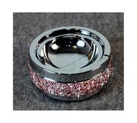 MEXWLOP Cestino for rifiuti portatile in acciaio inossidabile di lusso con strass, posacenere, custodia for auto, casa, hotel Posacenere per auto(Pink)