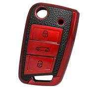 MEXWLOP Cover Chiave Auto a 3 Pulsanti, for VW, for Golf, 7, for Polo, for Passat, for Seat, Ibiza Leon, for Skoda, for Octavia, Fabia Portachiavi Pieghevole in Pelle TPU Custodia per Chiave Auto