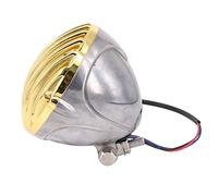 MEXWLOP Faro anteriore universale retrò alettato for moto, for Harley, Cafe Racer, for, Chopper Bobber Indicatore di direzione Ghost Face per moto(Gold)