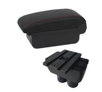 MEXWLOP Scatola for bracciolo for auto Scatola portaoggetti for console centrale centrale con USB, for VW, for Touran, for Caddy, accessori for auto Bracciolo per auto(BLACK A1 Red Line No Usb)