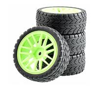 MEXWLOP Set di Ruote con Pneumatici in Gomma, for HSP, for HPI, Corse automobilistiche su Strada 1:10 RC 9062-6017 Pneumatici telecomandati ad Alta aderenza(Green)
