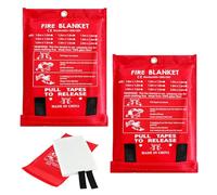 MEYAGOT 2 Pezzi Coperta Antincendio, 1.2m*1.2m Coperta Antincendio Per Cucina, Coperta Antincendio In Fibra Di Vetro, Coperta Ignifuga Antifiamma Grande