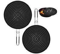 MEYAGOT 2 Pezzi Paraschizzi Cucina, Paraspruzzi in Silicone per Padella, 32 Cm Paraschizzi Padella, Coperchio Antischizzi con Maniglia per Padella/Colino, Protezione Contro La Cottura