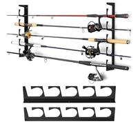 MEYAGOT 2 Pezzi Porta Canne Da Pesca Da Muro, Portacanne Parete Supporti Per Canne Da Pesca Orizzontali Per Garage, 6 Poli Porta Canna Da Pesca Porta Canna Da Pesca A Parete (Nero)
