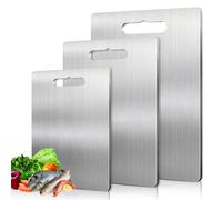 MEYAGOT 3 Pezzi Tagliere In Titanio Per Cucina, Tagliere In Acciaio Inox, Tagliere Da Cucina In Acciaio Inossidabile, Per Carne, Frutta, Verdura, Alimenti Per Bambini, Lavabile In Lavastoviglie