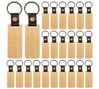 MEYAGOT 30 Pezzi Portachiavi In Legno In Pelle Vuota, Portachiavi Personalizzato In Legno, Portachiavi Legno Vuoti Portachiavi In Bianco Per Scrivere Incidere Dipingere E Design Creativo Fai-Da-Te