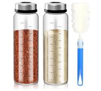 MEYAGOT Barattoli Spezie,2 Pezzi 500 ML Barattoli Portaspezie,Barattoli Per Spezie Con Spazzola,Contenitori Spezie,Barattoli Porta Spezie,Vasetti Spezie Per Spezie,Sale,Cucina