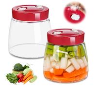 MEYAGOT Barattolo Di Fermentazione,2 Pezzi 1 Litro Fermentazione Barattolo Vetro,Barattoli Di Vetro Con Coperchio,Alta Capacità Barattolo Di Fermentazione Per Fermentazione,Kimchi