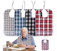 MEYAGOT Bavaglino Per Adulti,4 Pezzi Bavaglini Per Adulti,Bavaglini Per Anziani,Bavaglino Adulti,Bavaglini Impermeabili Per Adulti Per Uomini Donne Anziani Con Disabilità