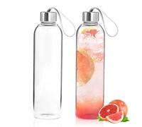 MEYAGOT Borraccia In Vetro Borosilicato,2 Pezzi 1000ml Sport Bottiglia Di Acqua In Vetro,Borraccia D'Acqua In Vetro,Bottiglia In Vetro Borosilicato Per Scuola,Yoga,Palestra,Sport